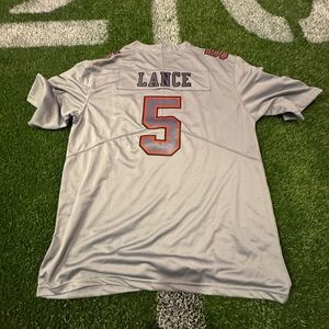 Nike Gray and Orange Men's Jersey49ers Trey Lance jersey